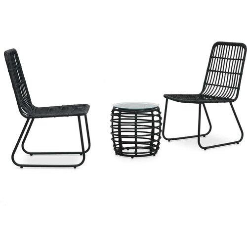 Poli 3-dijelni bistro set od poliratana crni Cene