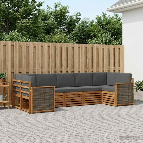  Set vanjskih sofa 6 kom. Prirodna i antracit Smeđa Cene