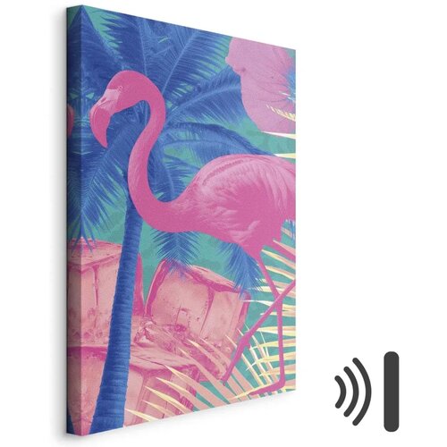  Slika - Pink Flamingo - Abstract Flamingo Against Palms and Ice Cubes 20x30 Akustična Cene