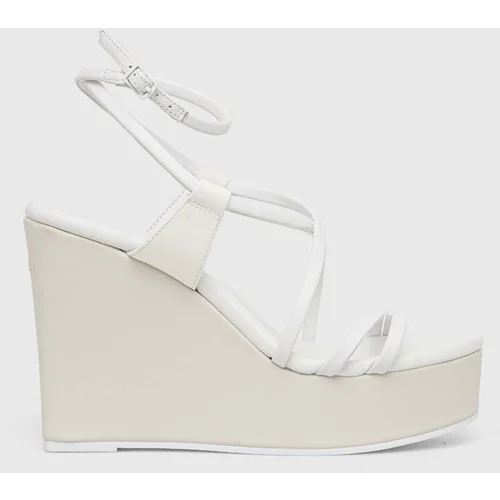 Calvin Klein Kožne sandale WEDGE boja: bijela, HW0HW01952