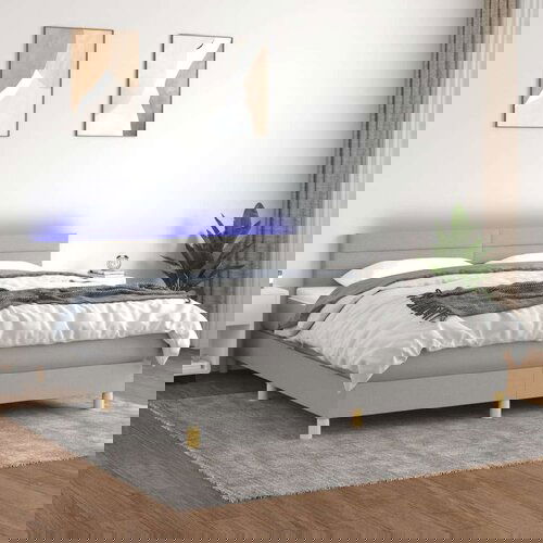  Krevet box spring s madracem LED svjetlosivi 180x200 cm tkanina Cene