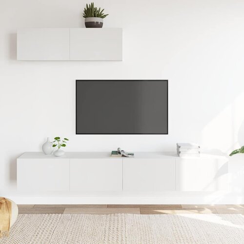  3-dijelni set TV ormarića bijeli od konstruiranog drva Slike