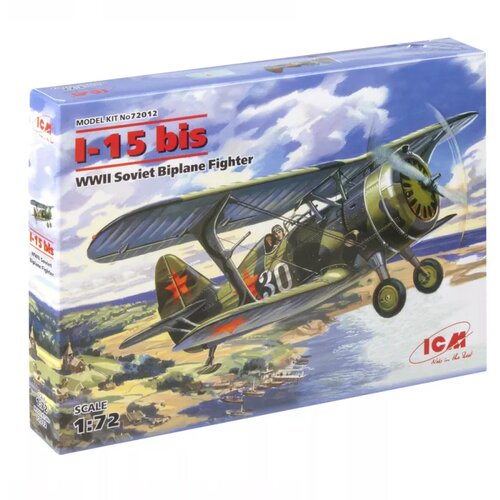 ICM model kit aircraft - I-15 bis wwii soviet biplane fighter 1:72 Slike