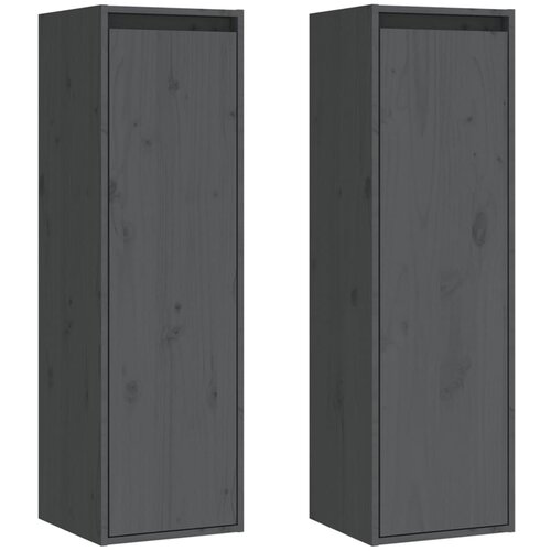 vidaXL Stenska omarica 2 kosa siva 30x30x100 cm trdna borovina, (20740551) Cene