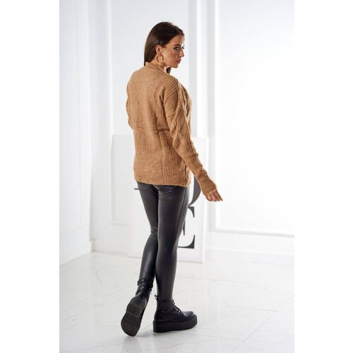 Kesi Pullover sweater with fashionable camel fabric Slike