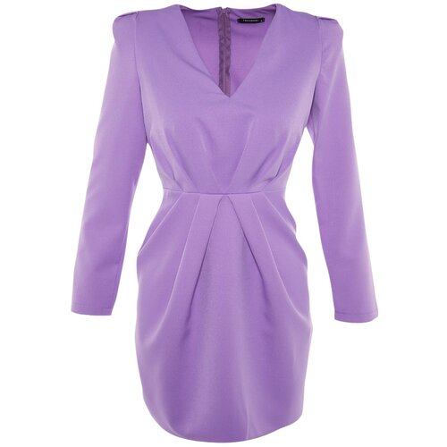 Trendyol Limited Edition Purple Pleated Dress Slike