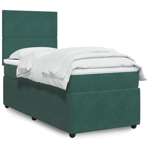vidaXL Box spring postelja z vzmetnico temno zelena 80x200 cm žamet Cene