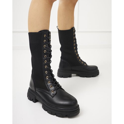 Resti Openwork black women's lace-up boots Buhomi - Footwear Cene