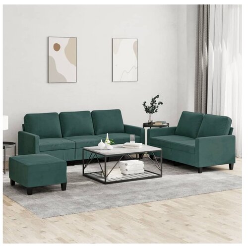 vidaXL 3-dijelni set sofa s jastucima tamnozeleni baršunasti Cijene