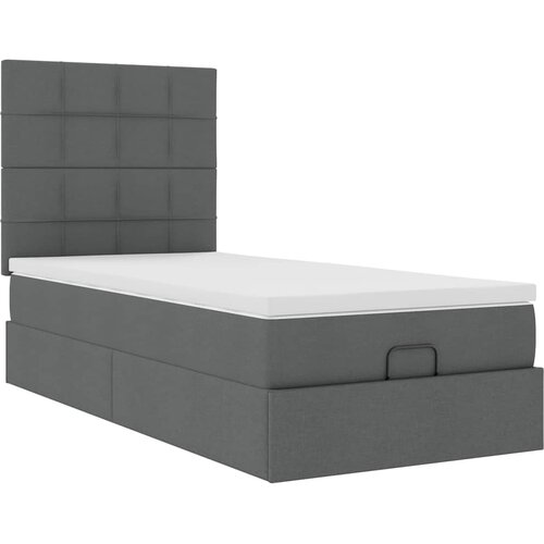  Otomanski krevet s madracem i LED tamnosivi 90x200 cm tkanine Slike