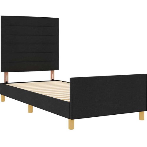  Krevetna konstrukcija s uzglavljem Crna 100 x 200 cm tkanina Slike