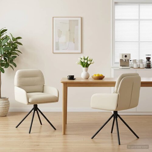 vidaXL Okretne blagovaonske stolice 2 pcs Umjetna koža Krem Cene