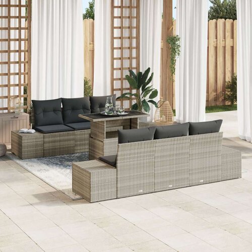  Set vrtnih sofa Set od 7 Bež PE ratan Vanjski stol Pravokutni Cijene