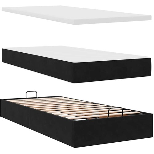  Otomanski krevet s madracem i LED crna 80x200cm bar&amp;scaron;un Slike