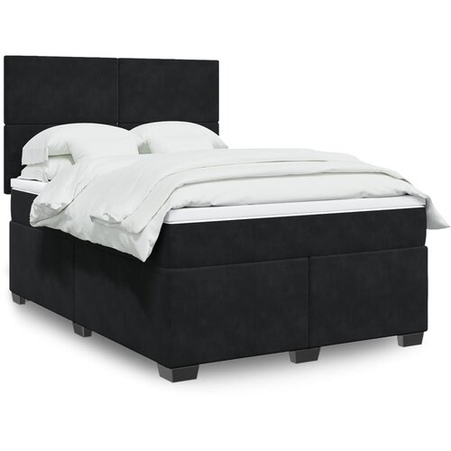 vidaXL Box spring postelja z vzmetnico črna 140x200 cm žamet Cene