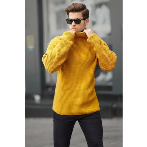Madmext Mustard Turtleneck Knitted Sweater 6858 Slike