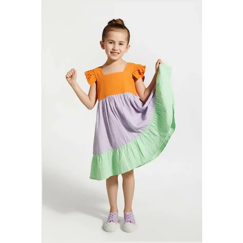 Coccodrillo Dječja pamučna haljina mini, širi se prema dolje