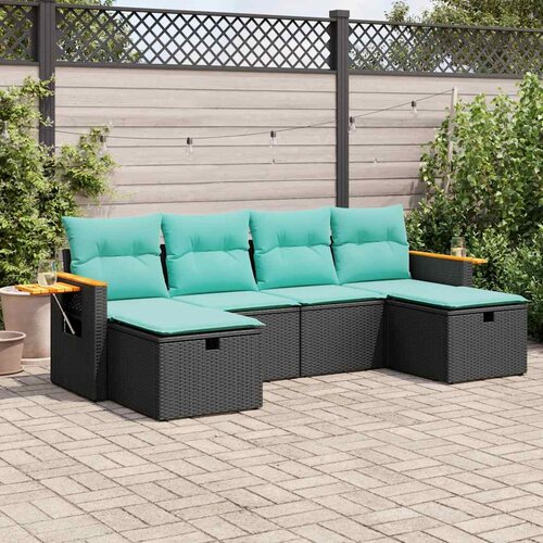 vidaXL 6-dijelni set vrtnih sofa s jastucima crni od poliratana Cijene