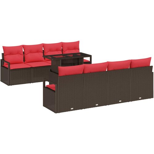 vidaXL Vrtna sedežna garnitura s shranjevanjem 9 pcs Rjava Poly ratan, (5000021871) Cene