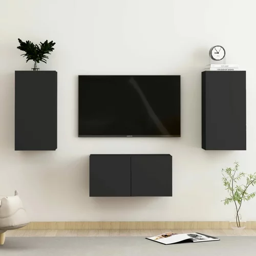  3-dijelni set TV ormarića od iverice crni