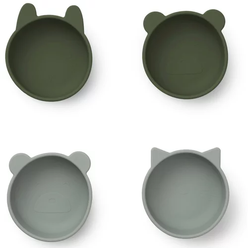 Liewood 4 dijelni set silikonskih zdjelica iggy hunter green mix