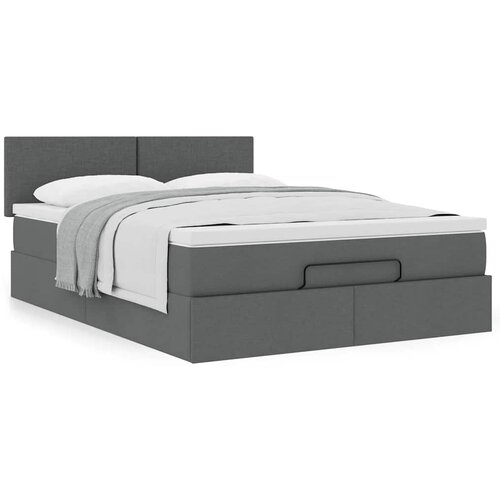 vidaXL Otomanska postelja z vzmetnico siv 140x190 cm blago Cene