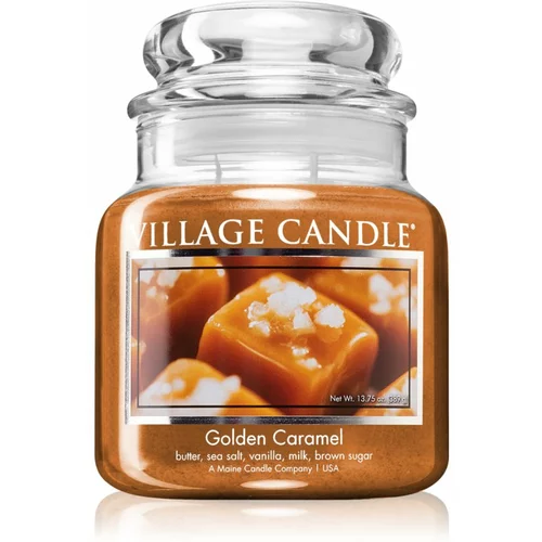 Village Candle Golden Caramel dišeča sveča (Glass Lid) 389 g