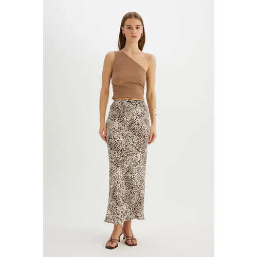 Defacto Pencil Leopard Patterned High Waist Moroccan Maxi Skirt