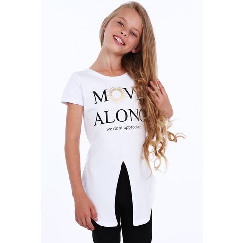 Fasardi Girl&amp;#039;s tunic with slit in white Slike