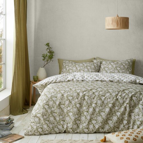 Pineapple Elephant Bijela/zelena posteljina za bračni krevet 200x200 cm Tangier Floral – Cijene