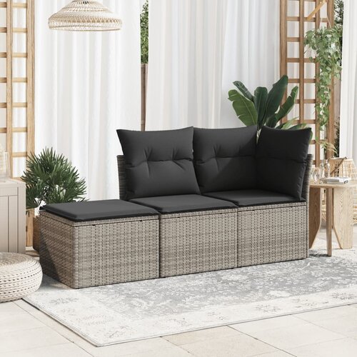  Vrtni tabure s jastukom sivi 55 x 55 x 37 cm od poliratana Siva Slike