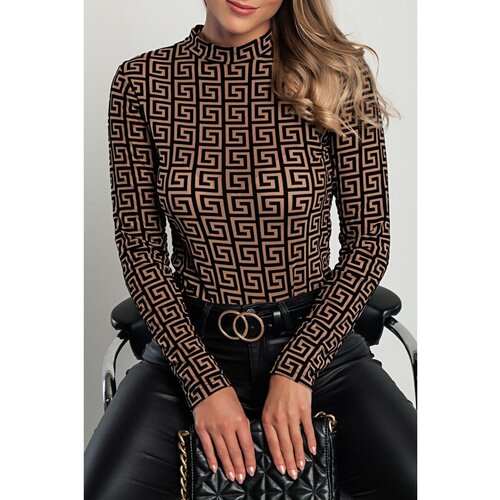 Fenzy Prozirni Bodi S Geometrijskim Uzorkom, Smeđi Slike