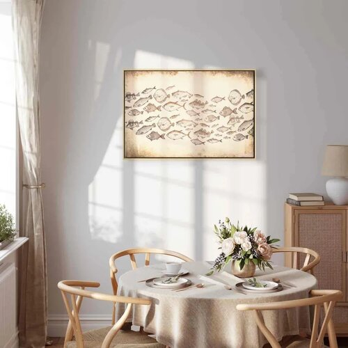  Slika - Subtle fish 90x60 U prirodnom drvenom okviru Cene
