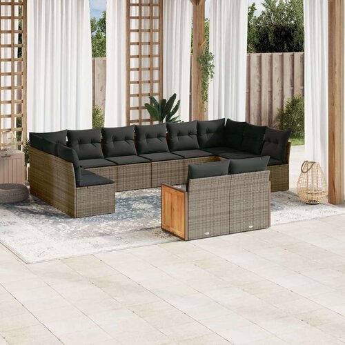  11-dijelni set vrtnih sofa od poliratana s jastucima sivi Slike