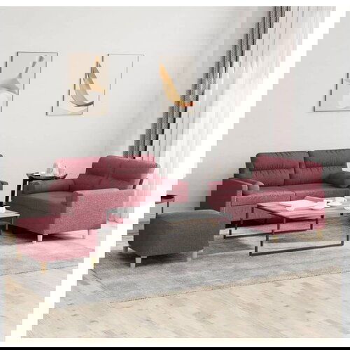 vidaXL 3-dijelni set sofa s jastucima crvena boja vina od tkanine Cijene