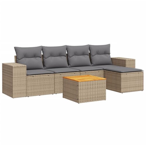  6-dijelni set vrtnih sofa s jastucima bež od poliratana Slike
