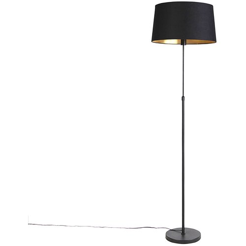 QAZQA Stoječa svetilka črna z nastavljivim črnim senčilom 45 cm - Parte Cene