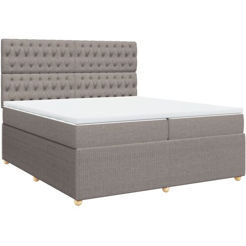 VidaXL Krevet s oprugama i madracem smeđesivi 200x200 cm od tkanine Slike