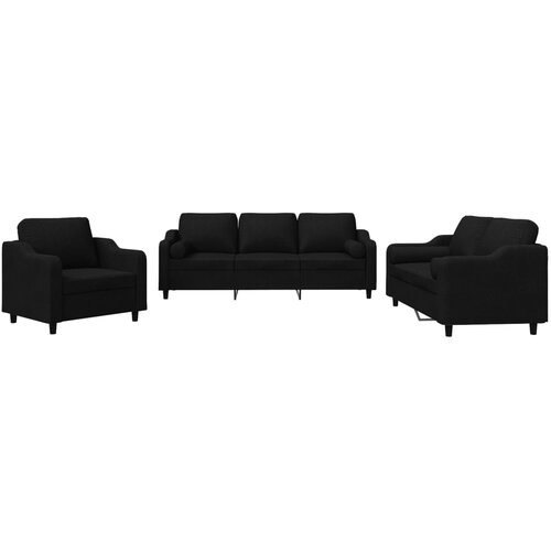 vidaXL 3-dijelni set sofa s jastucima crni od mikrovlakana Cijene