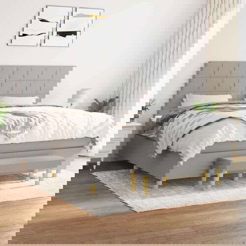  Box spring postelja z vzmetnico svetlo siva 160x200 cm žamet, (20791545) Slike