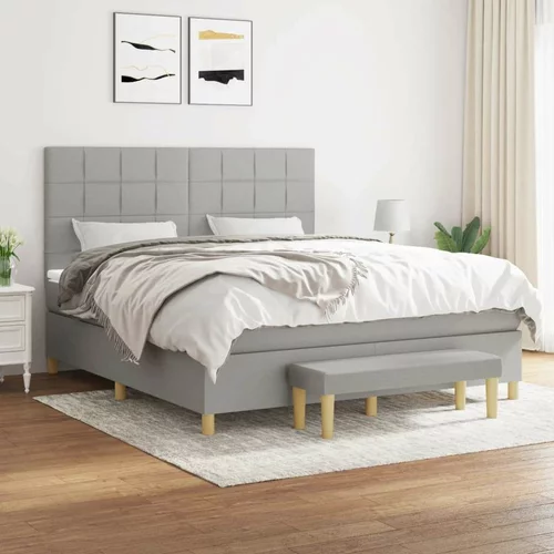  Box spring postelja z vzmetnico svetlo siva 160x200 cm žamet, (20791545)