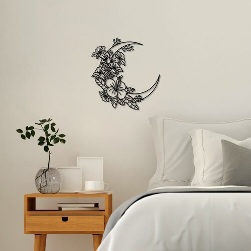 Wallity Zidna dekoracija Cvijet Mjesec 1 - M, 50 x 47 cm, Crna Cene