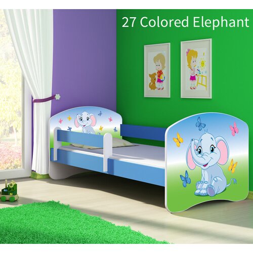  Dječji krevet ACMA s motivom, bočna plava 160x80 cm 27 Colored Elephant Cene