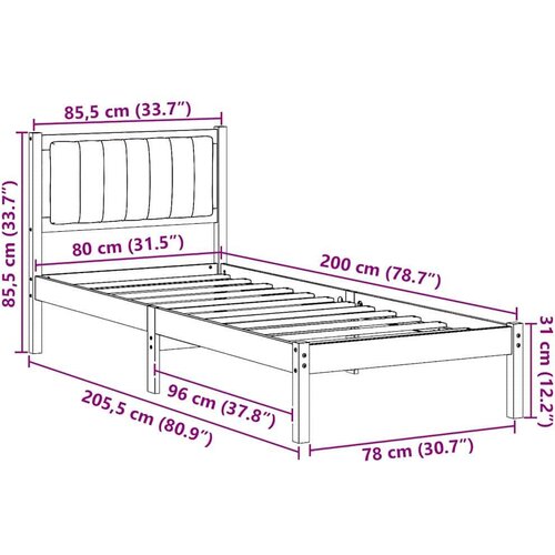 VidaXL krevetni okvir s tapiciranim uzglavljem crna 80 x 200 cm Slike