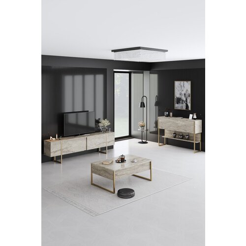 Hanah home Luxe Set - Travertine, Gold TravertineGold Living Room Furniture Set Cene