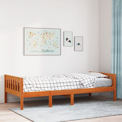 VidaXL Otro&amp;scaron;ka postelja brez vzmetnice vo&amp;scaron;č. rjava 90x190 cm borovina Slike