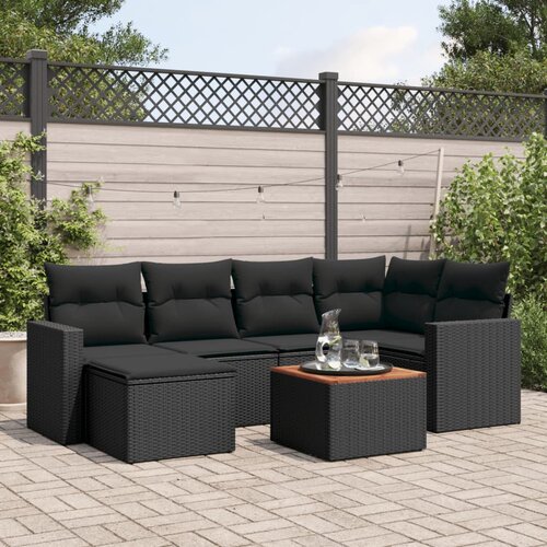  7-dijelni set vrtnih sofa od poliratana s jastucima crni Crna 66 x 62 x 69 cm Cene