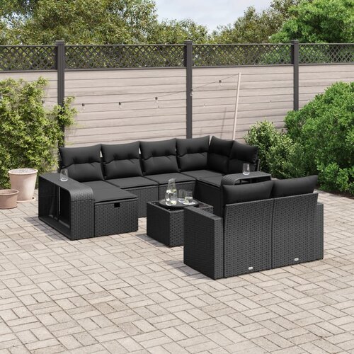 vidaXL 11-dijelni set vrtnih sofa od poliratana s jastucima crni Cene
