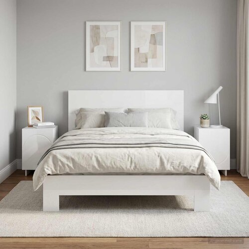  Noćni ormar 2 pcs Bijela visokog sjaja 33,5 x 34,5 x 50 cm Slike
