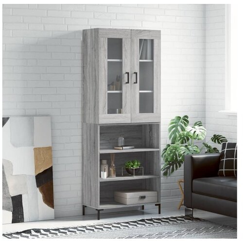 vidaXL Visoka komoda siva sonome 69 5x34x180 cm od konstruiranog drva Cijene